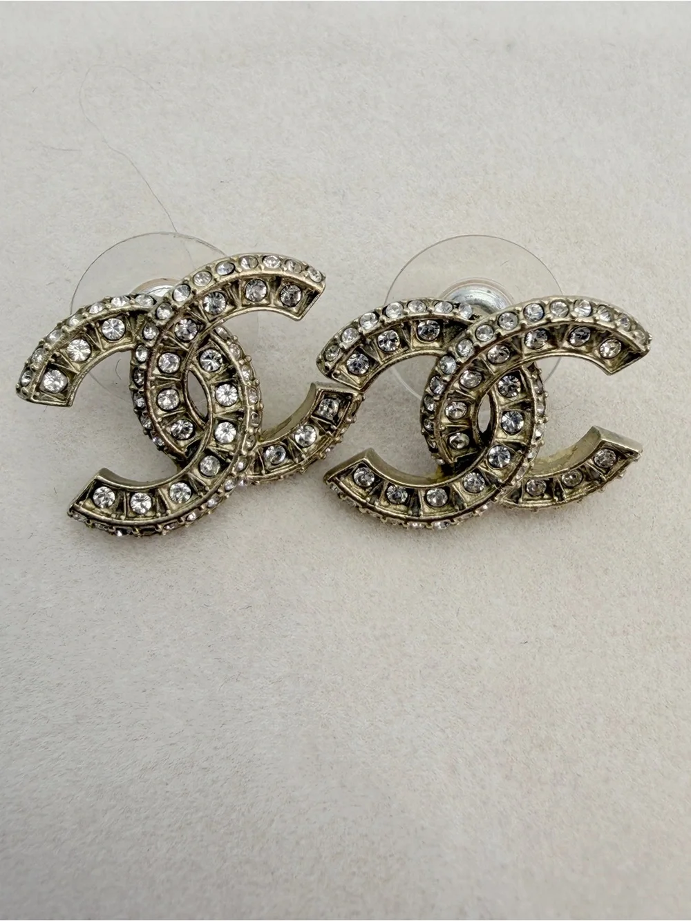 Chanel Crystal Timeless CC Earrings Studs
